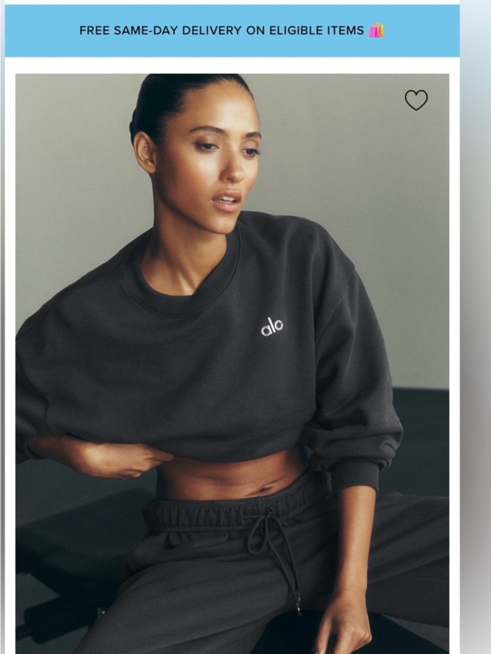 191. Alo Cropped Accolade Crewneck - Anthracite - Picture 3 of 3